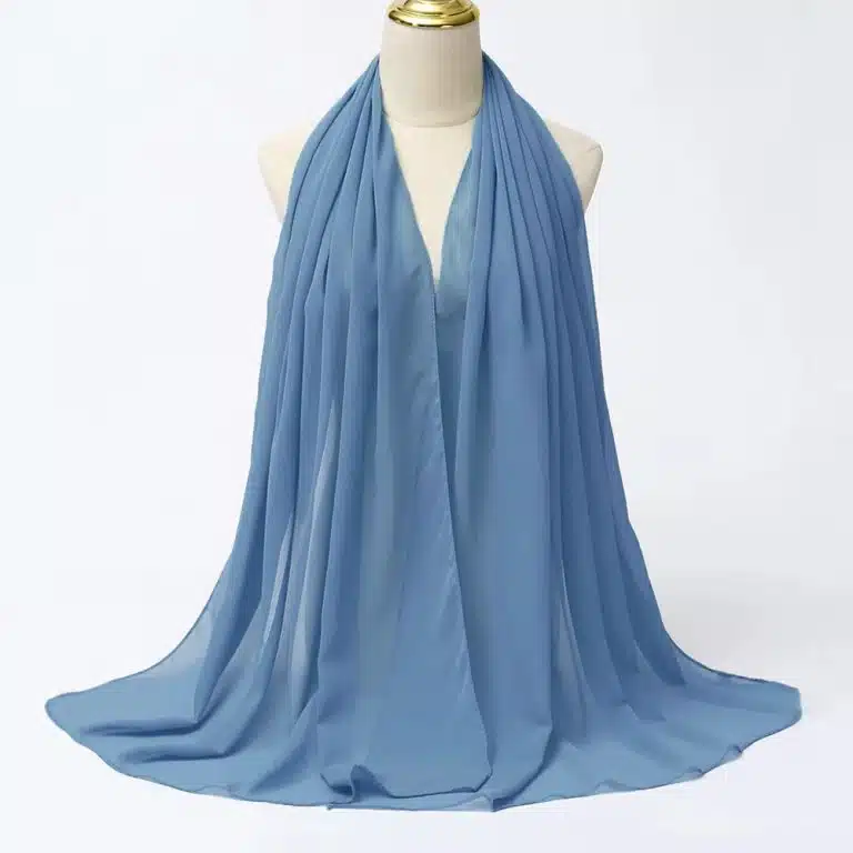 Hijab mousseline de soie bleu