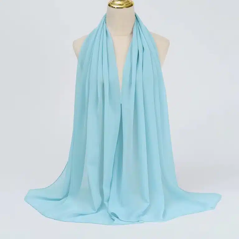 Hijab mousseline de soie bleu