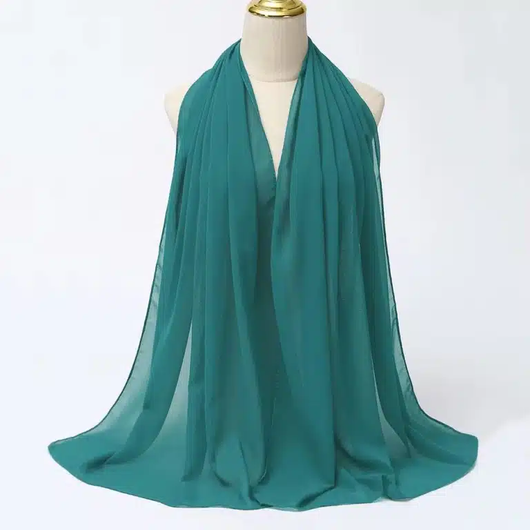 Hijab mousseline de soie bleu