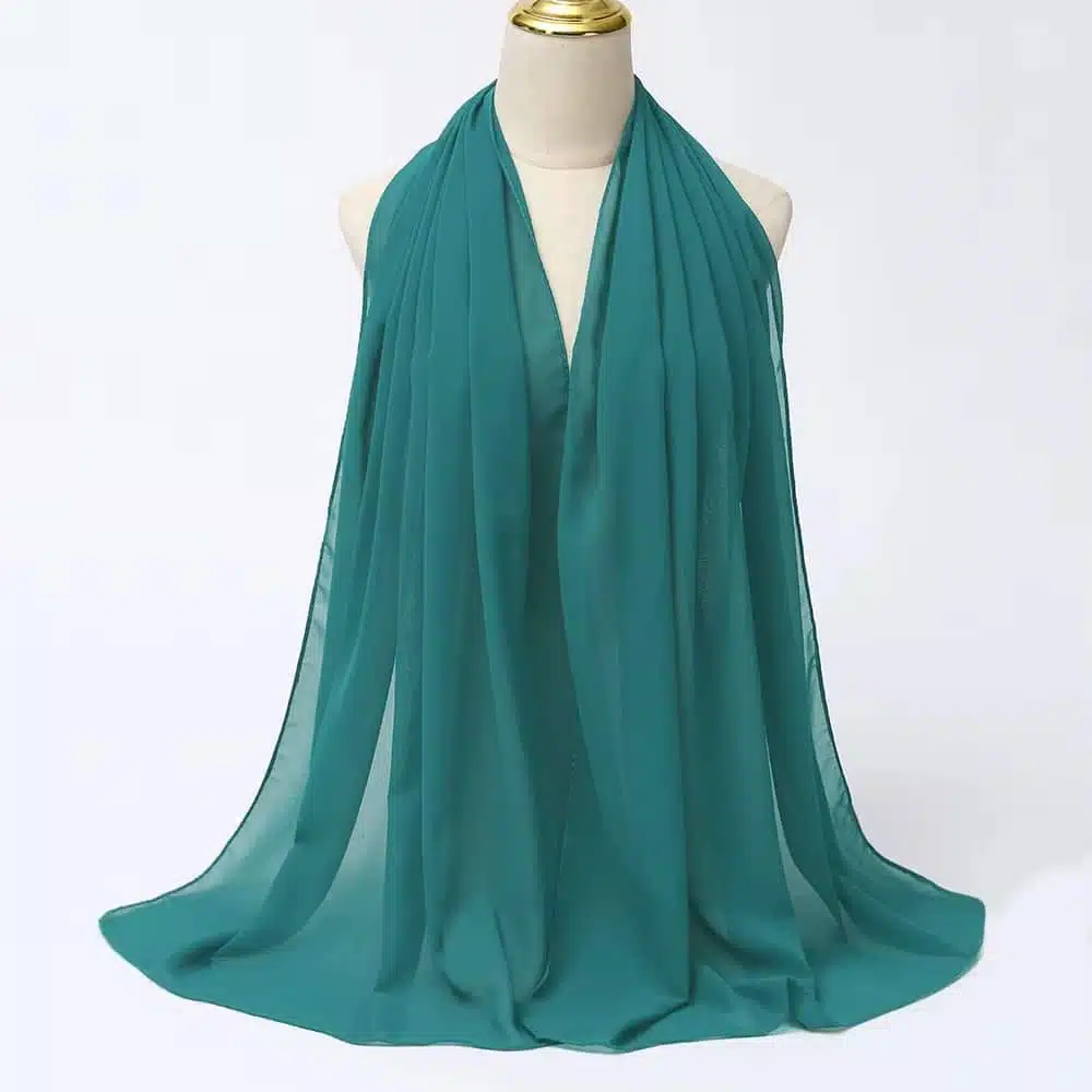 Hijab mousseline de soie bleu