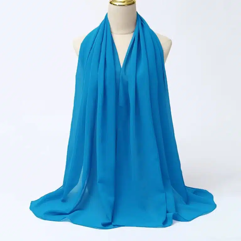 Hijab mousseline de soie bleu