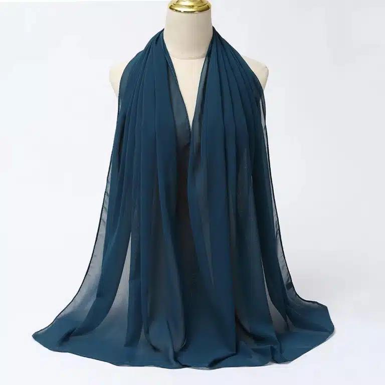 Hijab mousseline de soie bleu