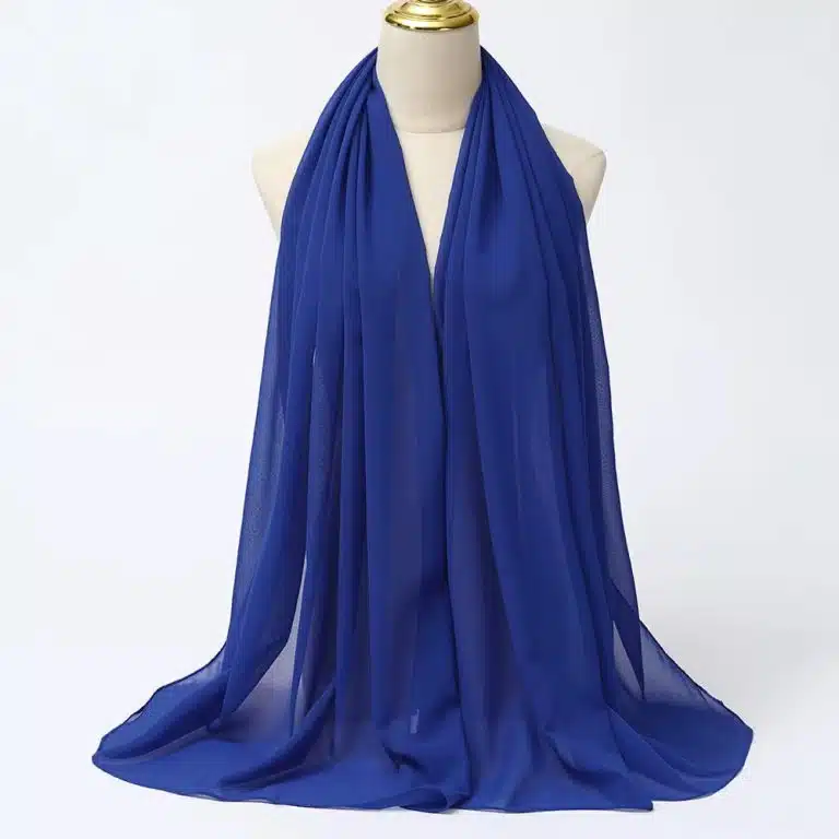 Hijab mousseline de soie bleu