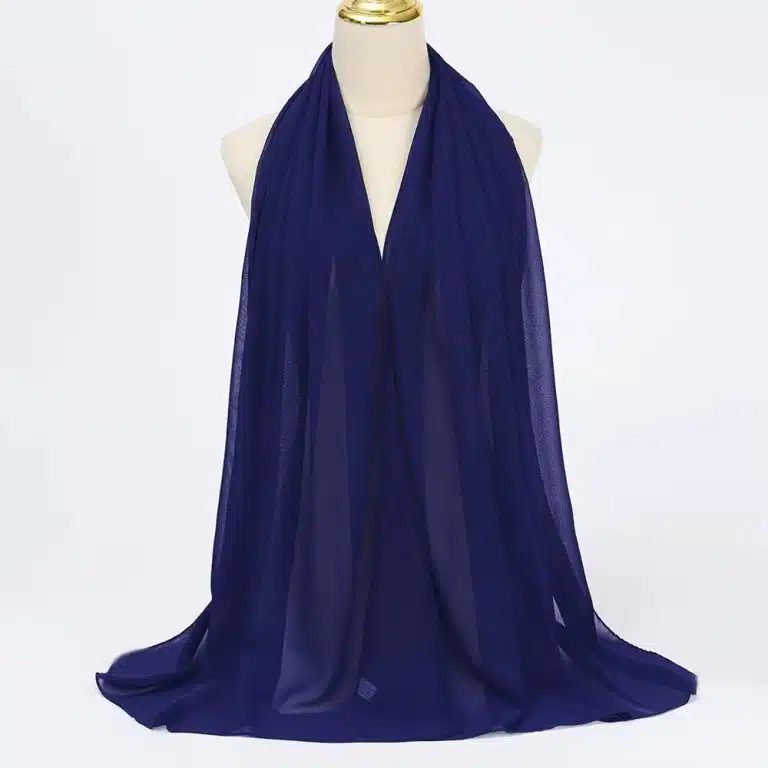 Hijab mousseline de soie bleu