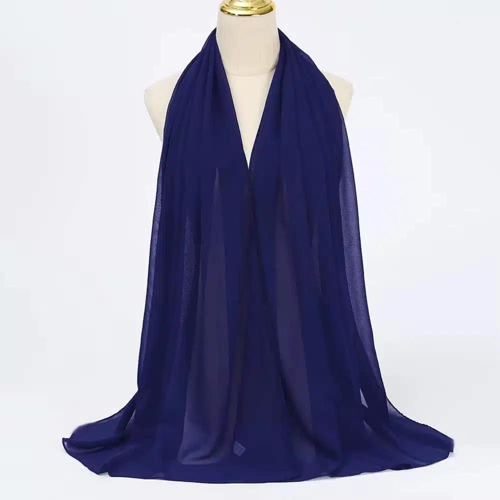 Hijab mousseline de soie bleu