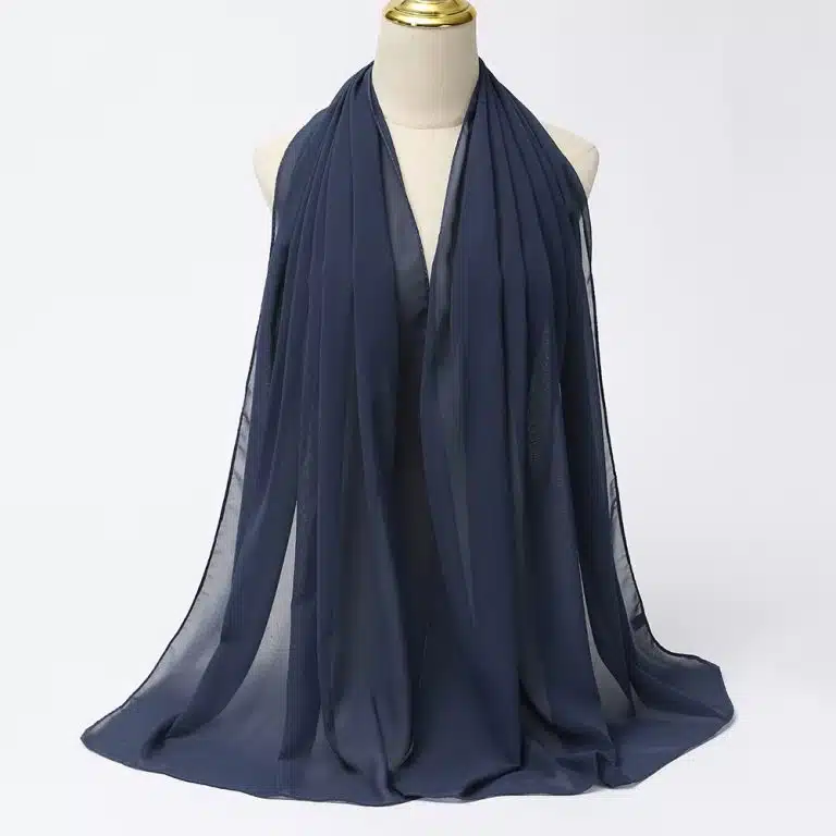 Hijab mousseline de soie bleu