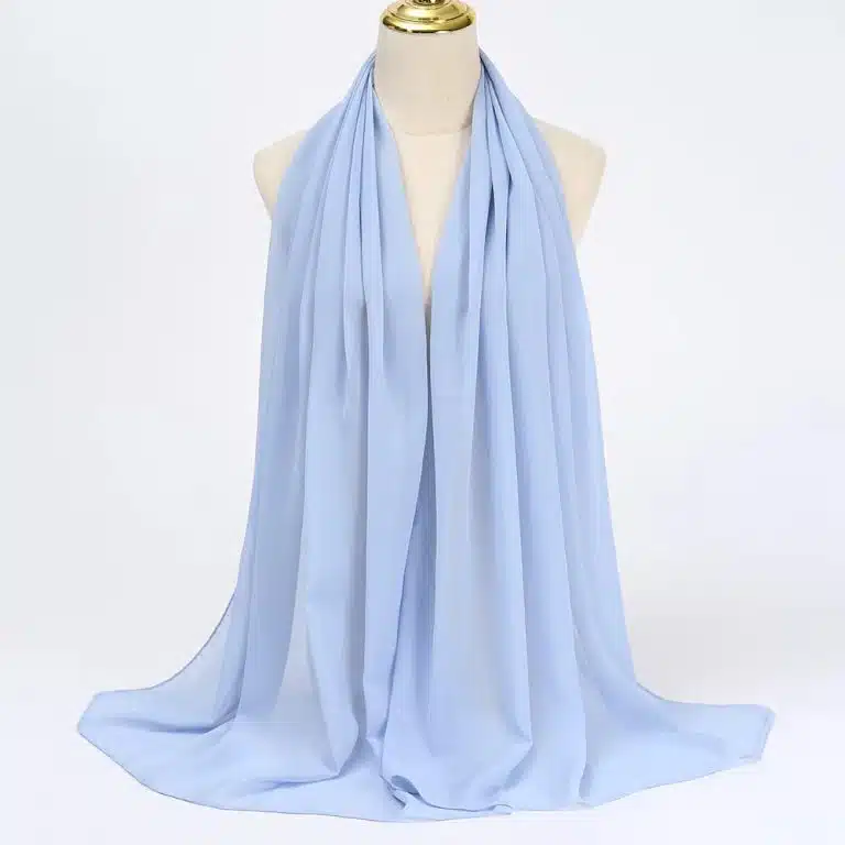 Hijab mousseline de soie bleu