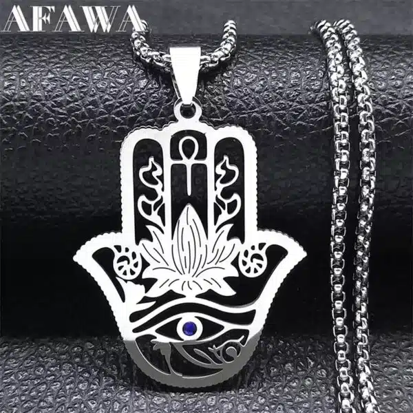 Pendentif main de Fatma en acier inoxydable
