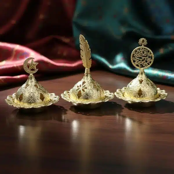 Porte encens oriental doré