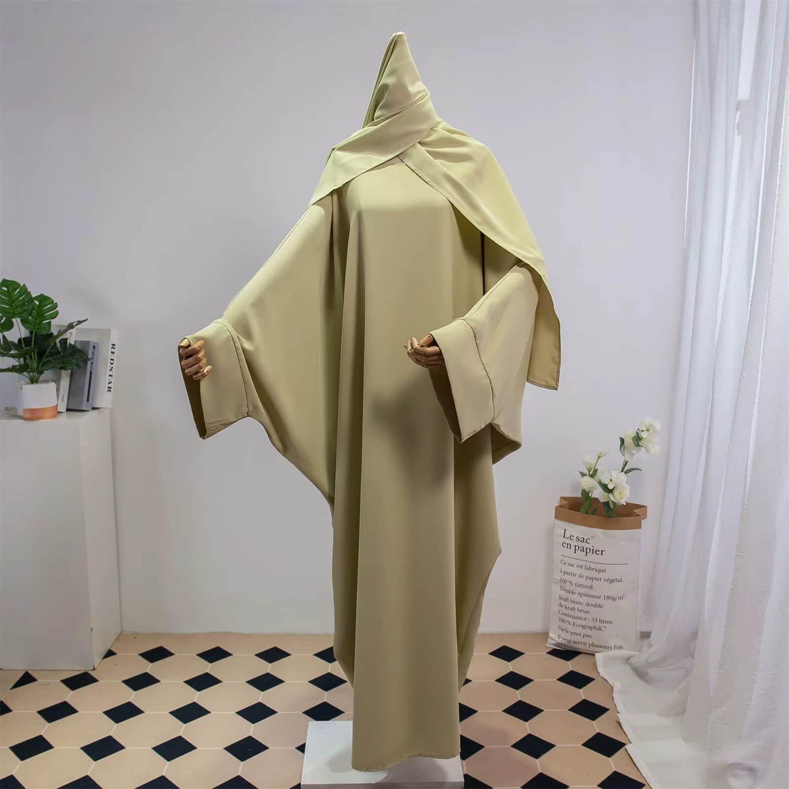 abaya jaune moutarde