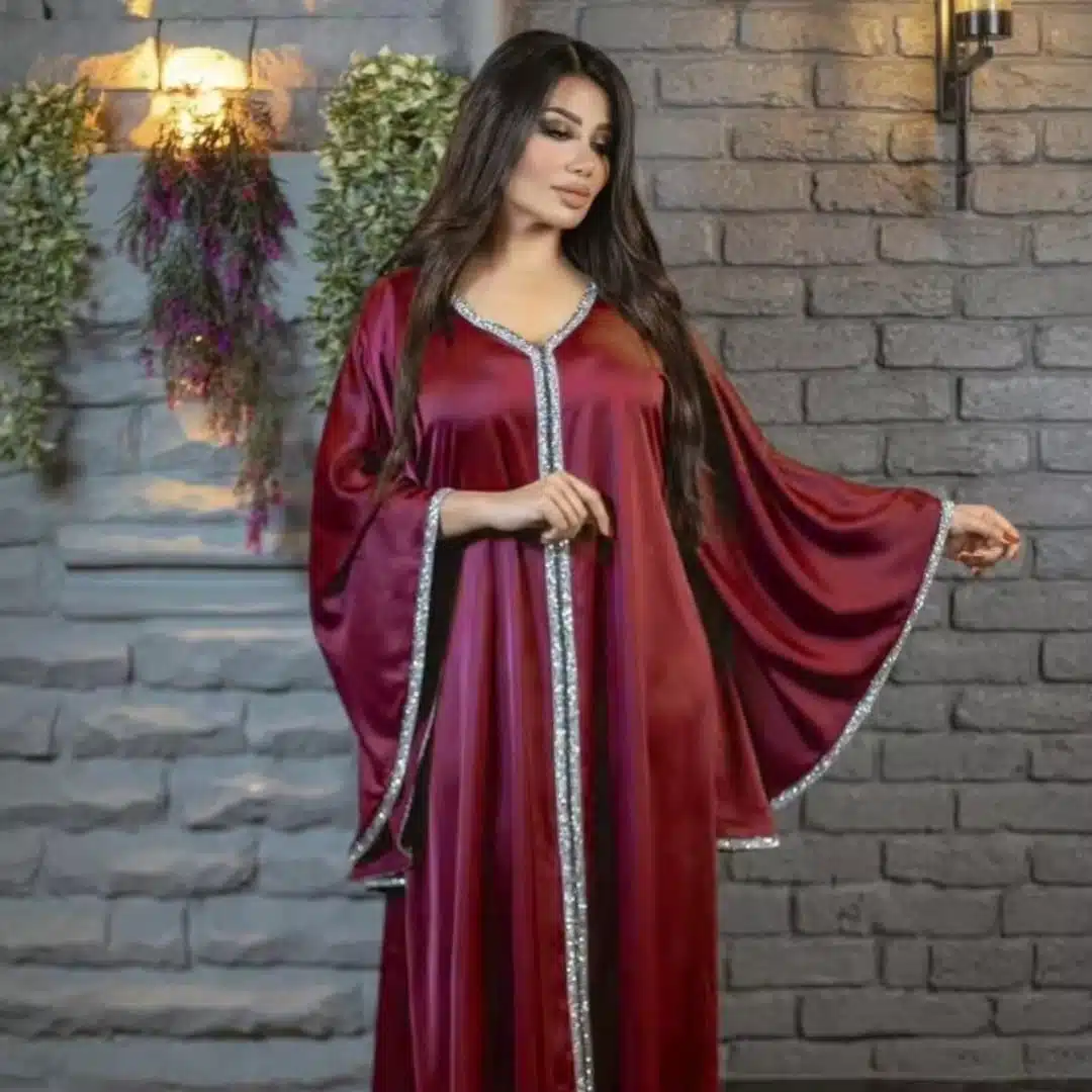 Modern satin abaya for women