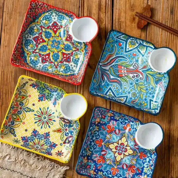 Assiette compartimentée en porcelaine