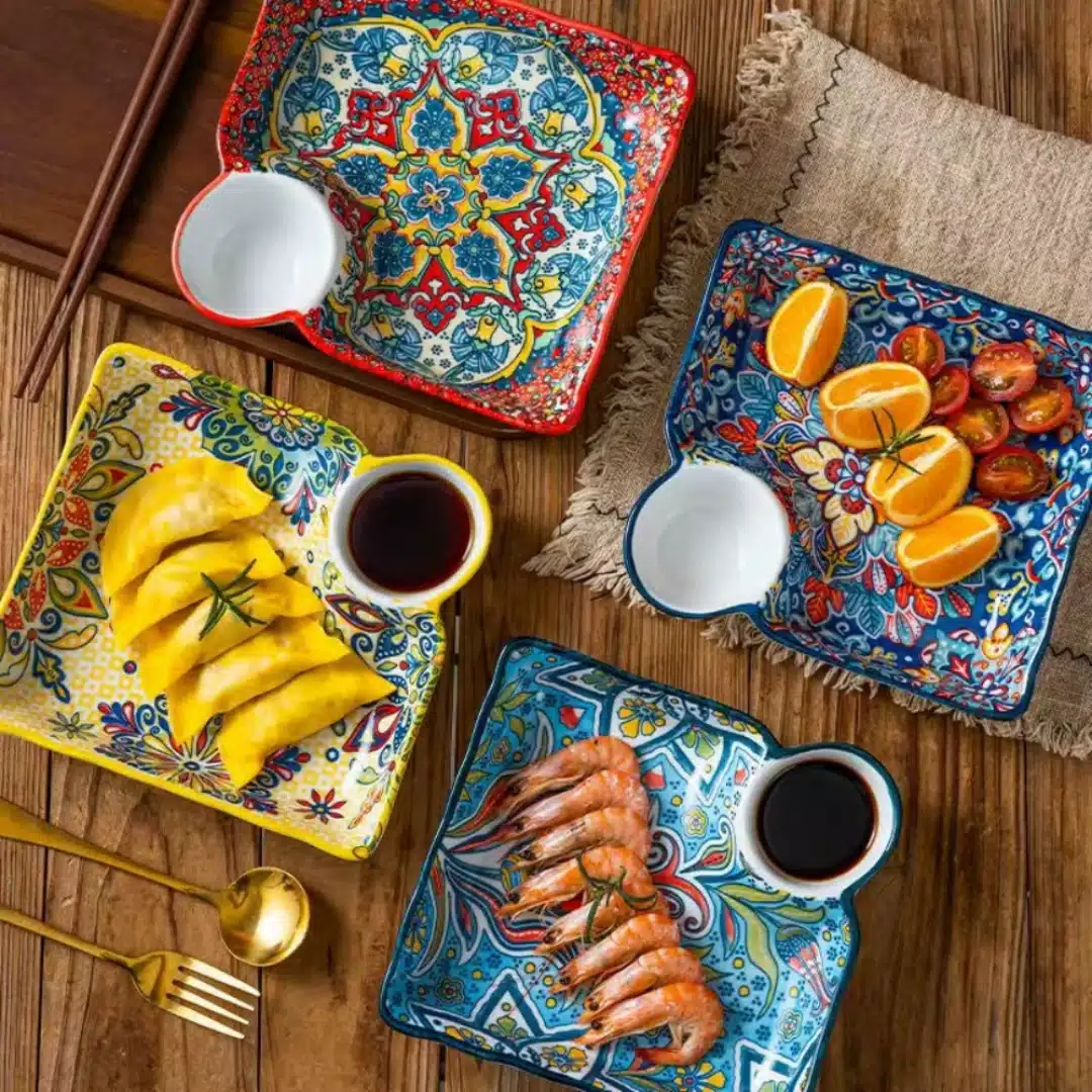 Assiette compartimentée en porcelaine