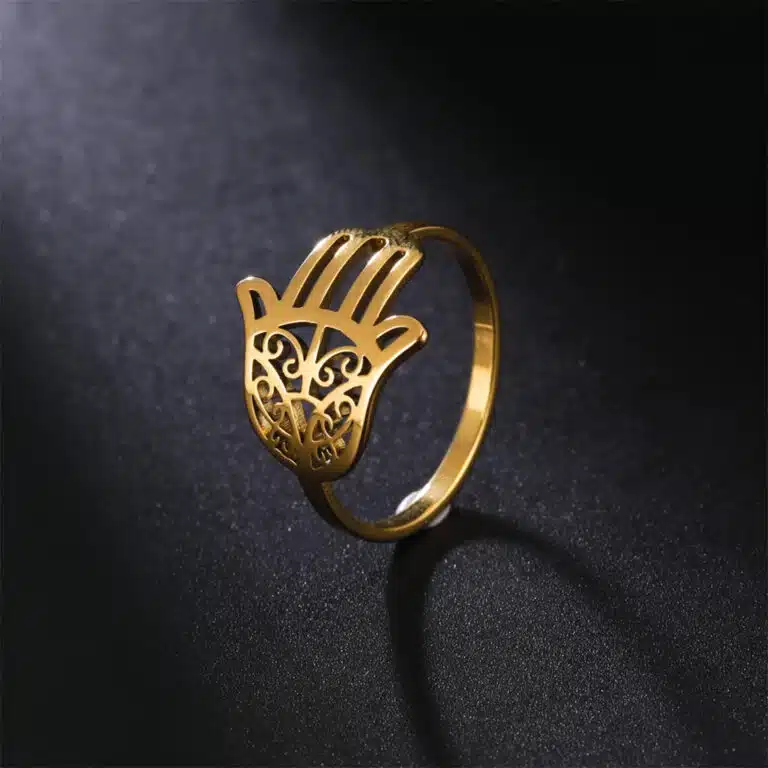 Bague main de Fatma en acier inoxydable - Or