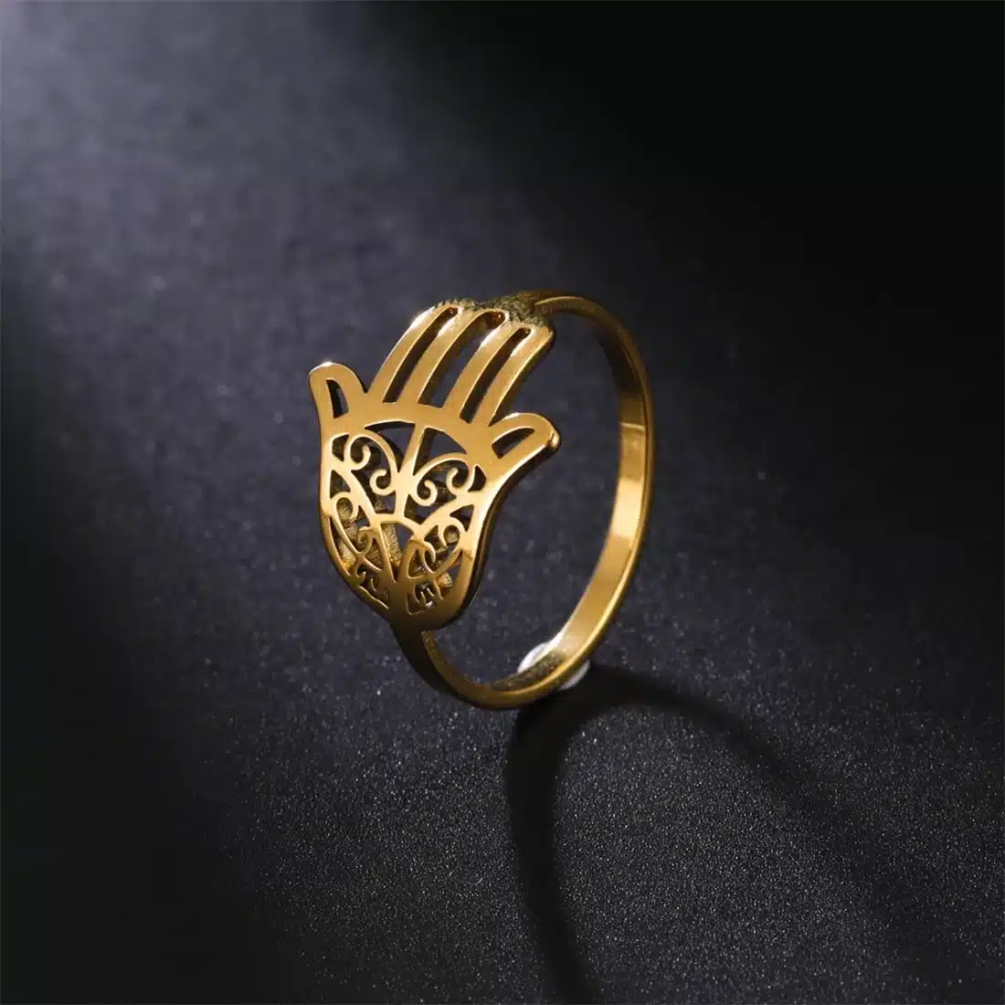 Bague main de Fatma en acier inoxydable - Or