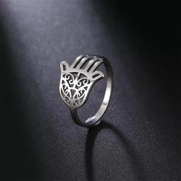 Bague main de Fatma en acier inoxydable
