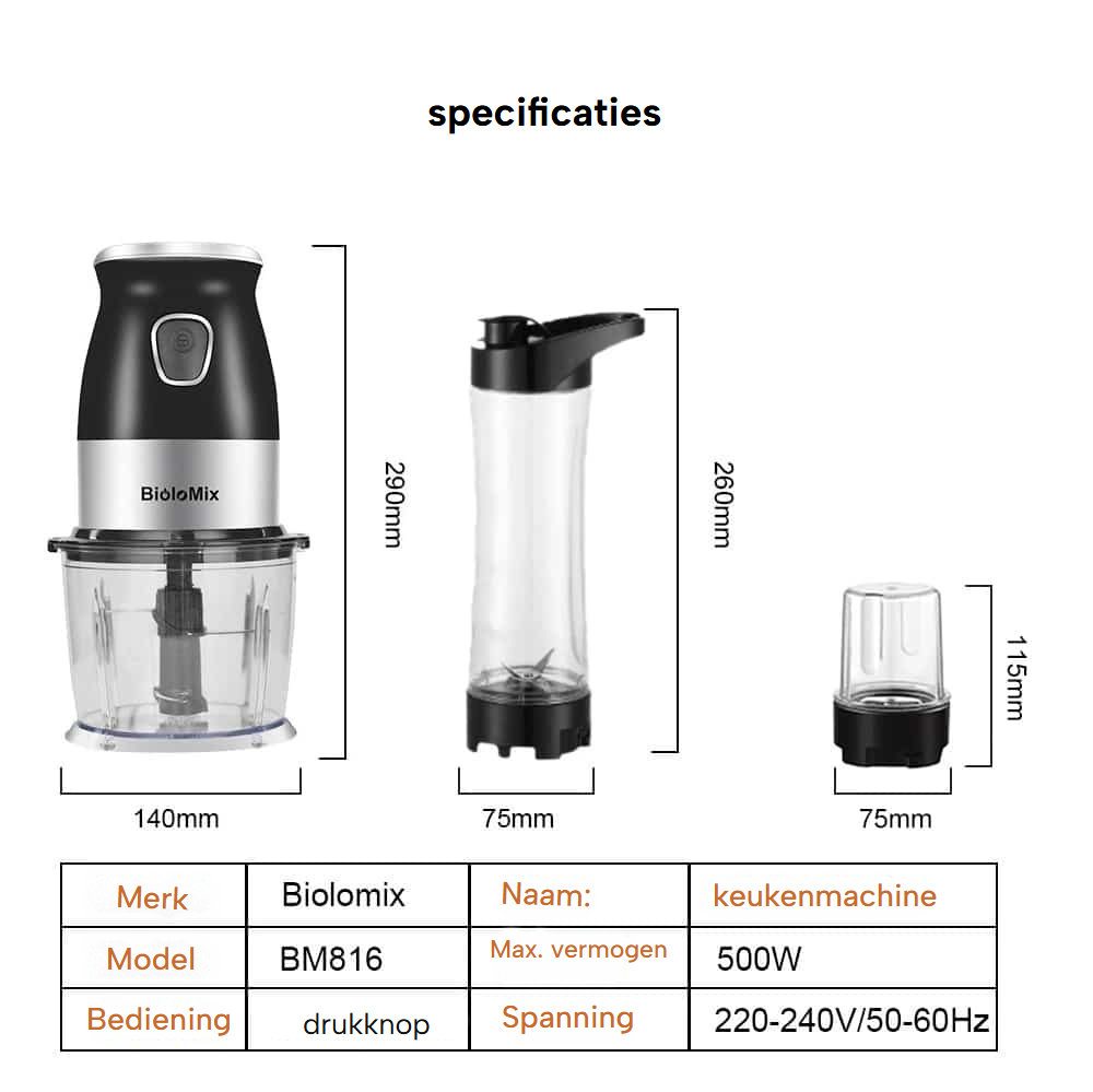Keukenmachine-blender Biolomix 3-in-1