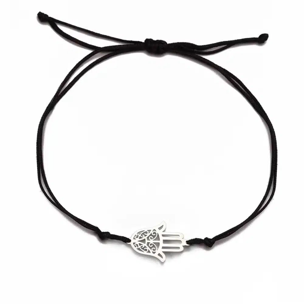 Bracelet cordon main de Fatma - Noir