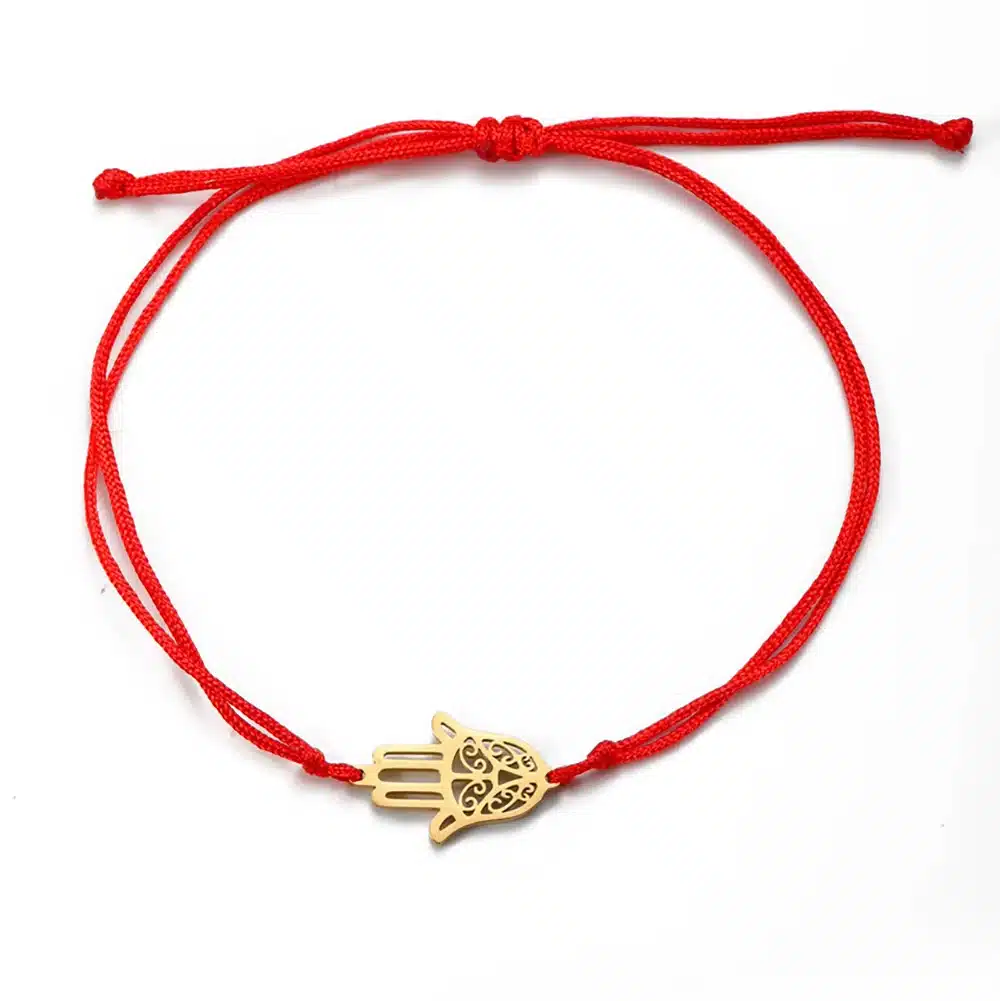 Bracelet cordon main de Fatma - Rouge
