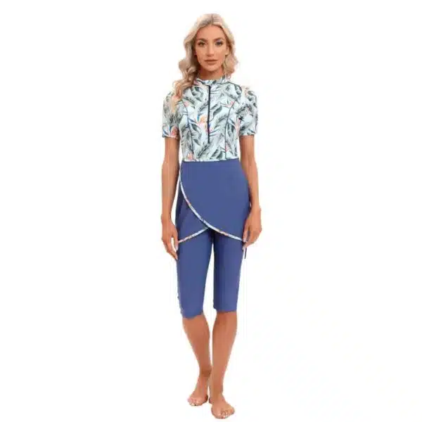 Burkini femme court motifs floraux
