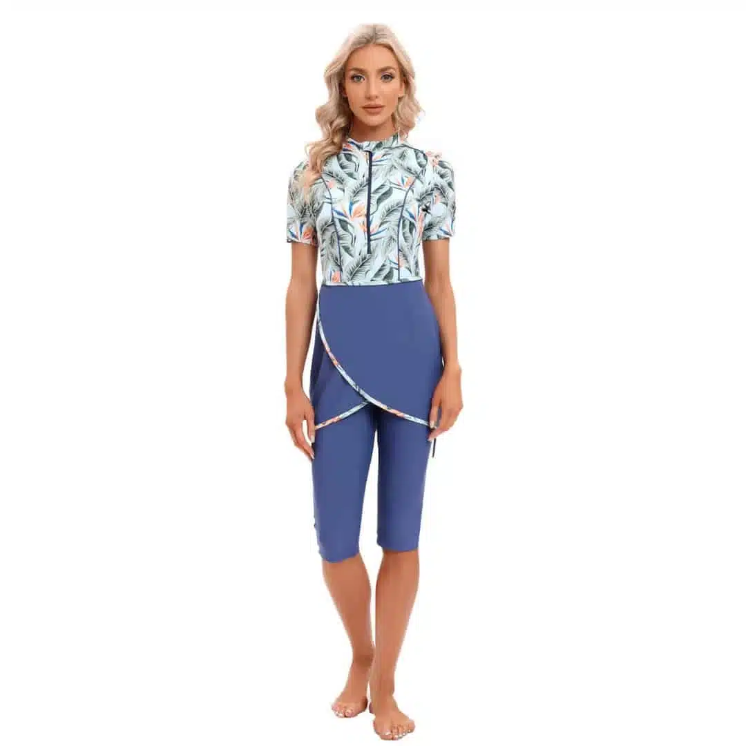 Burkini femme court motifs floraux