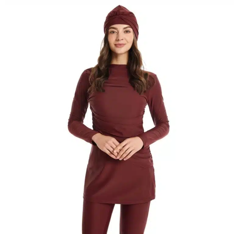 Maillot burkini femme bordeaux