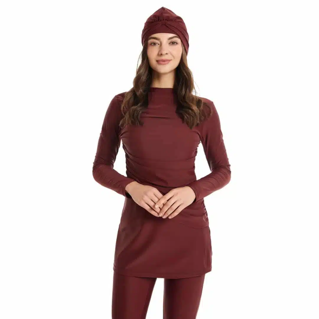 Maillot burkini femme bordeaux