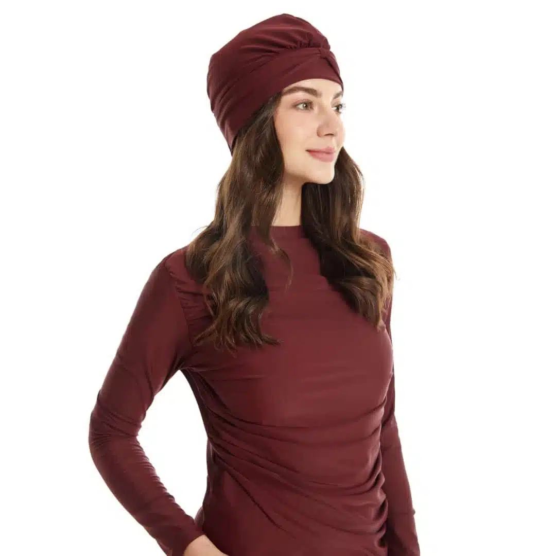 Maillot burkini femme bordeaux
