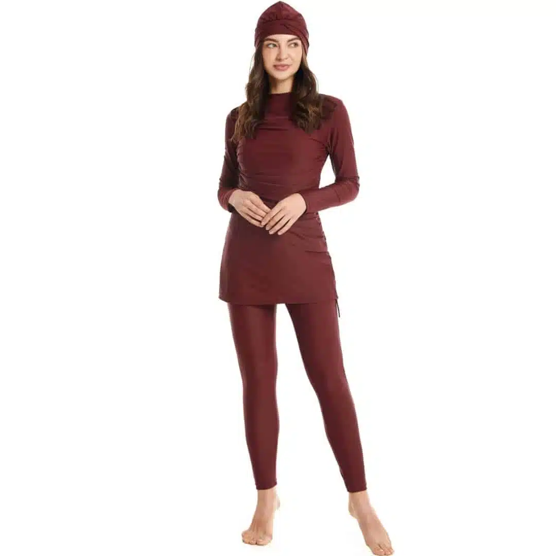 Maillot burkini femme bordeaux
