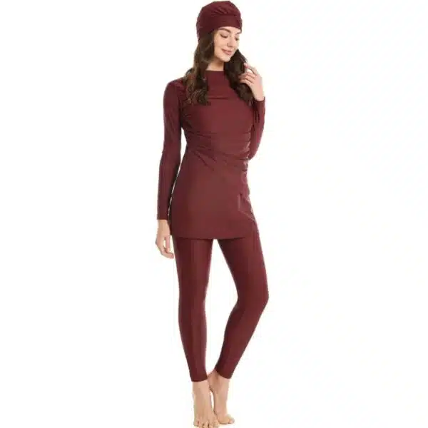 Maillot burkini femme bordeaux