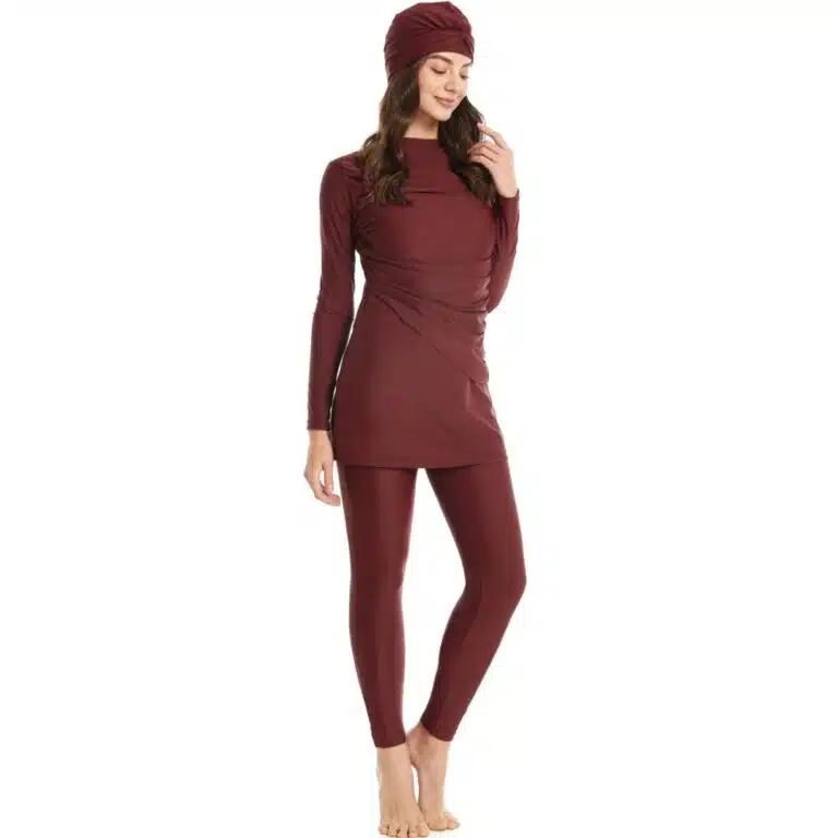 Maillot burkini femme bordeaux