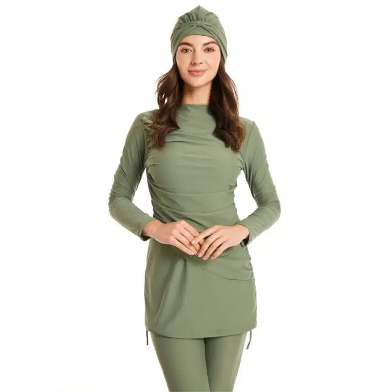 Burkini maillot de bain pour femme voilée vert olive