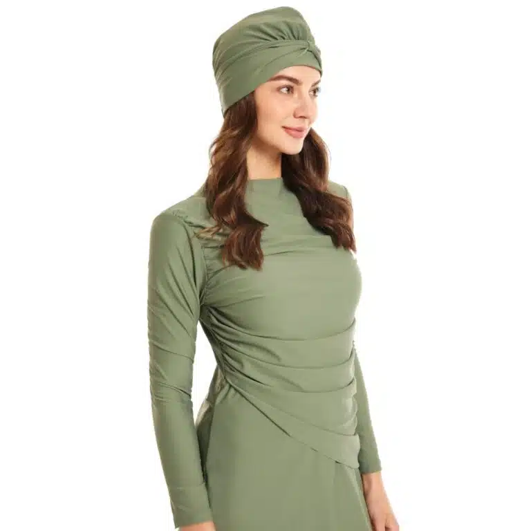 Burkini maillot de bain pour femme voilée vert olive