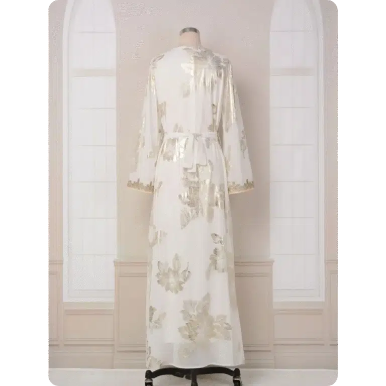 Caftan Marocain Blanc Doré 7