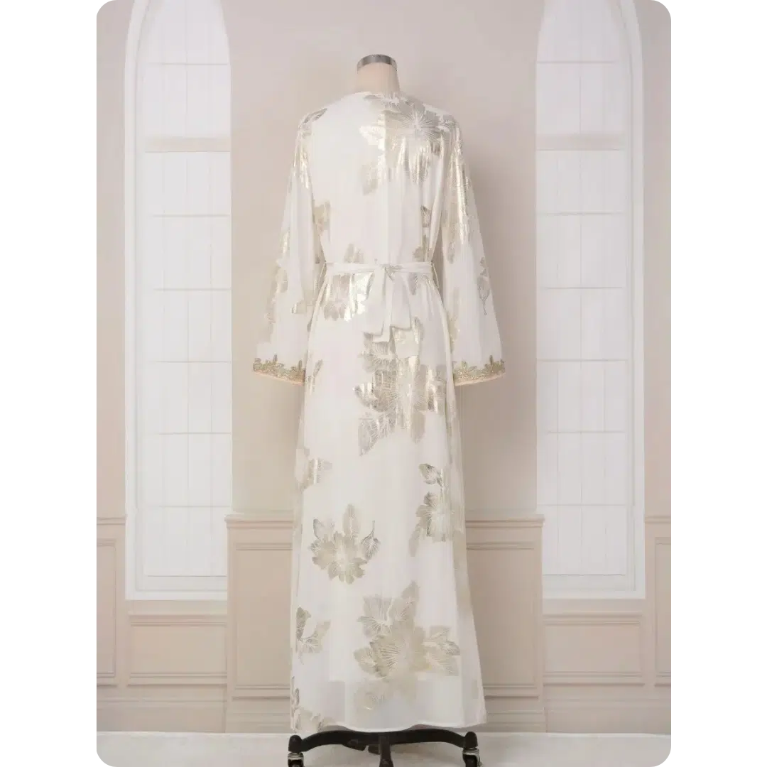 Caftan Marocain Blanc Doré 7