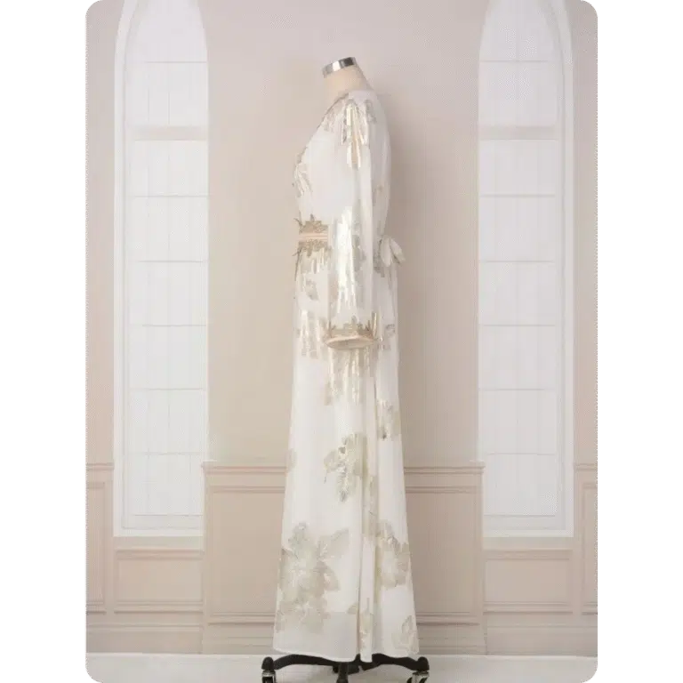 Caftan Marocain Blanc Doré 8
