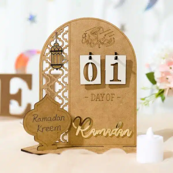 Calendrier Eid Mubarak en bois