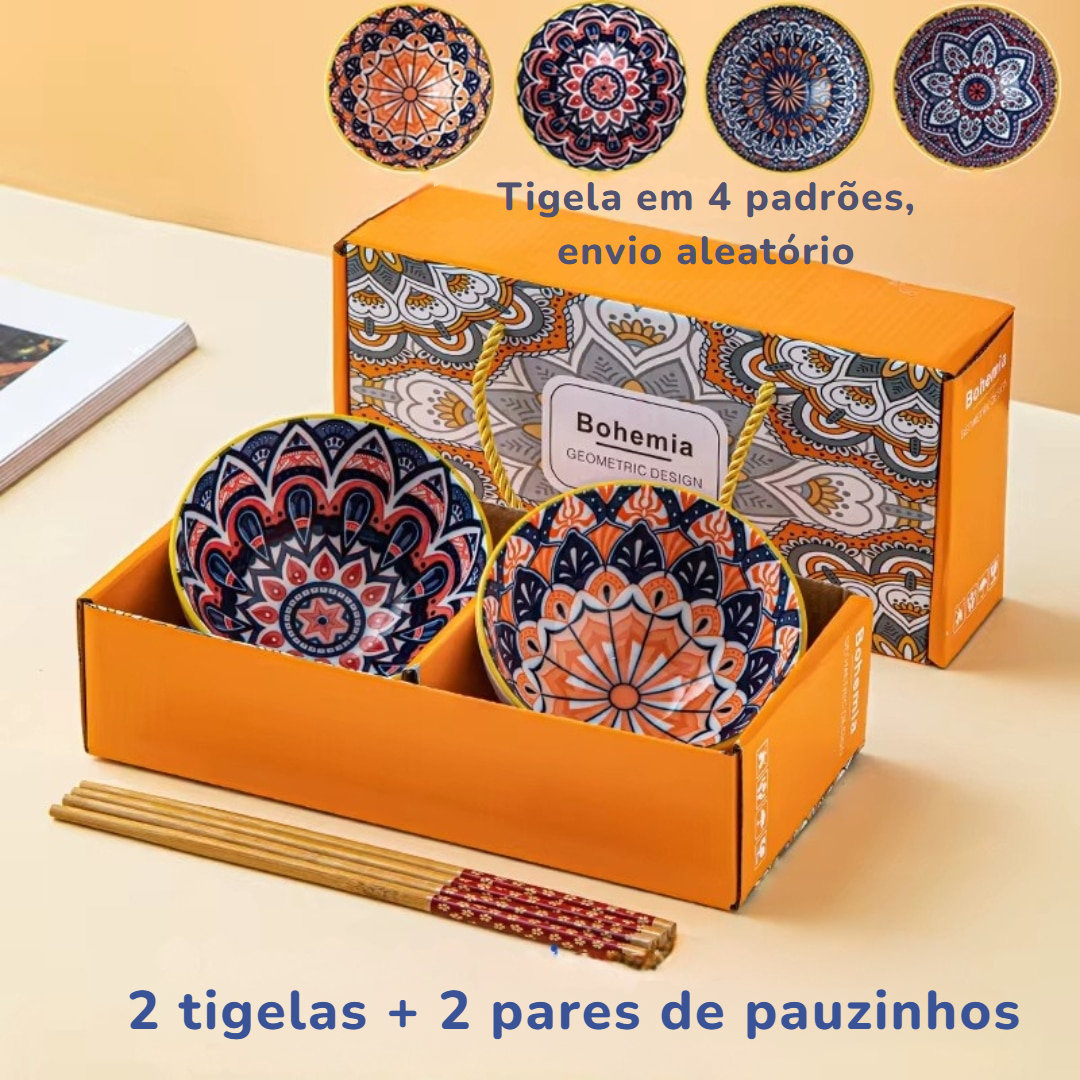 Conjunto de tigelas de porcelana boémio
