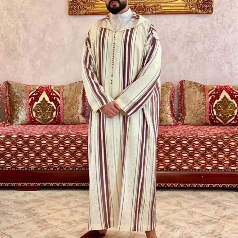 Djellaba marocaine homme à rayure