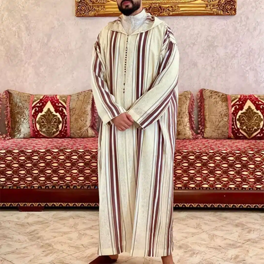 Djellaba marocaine homme à rayure