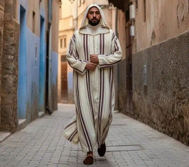 Djellaba marocaine homme à rayure