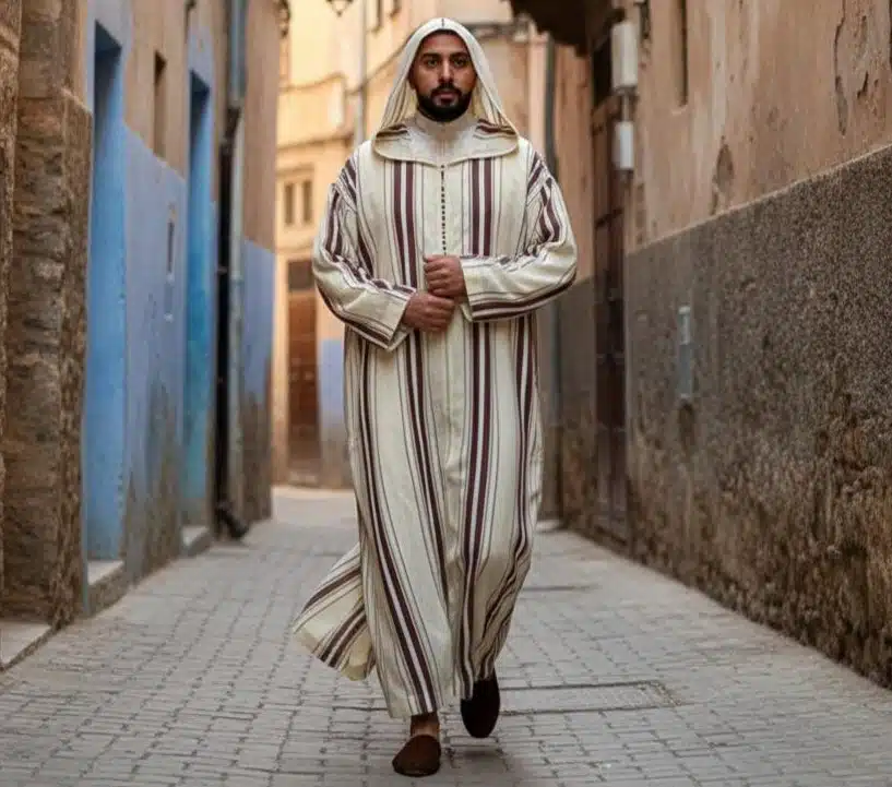 Djellaba marocaine homme à rayure