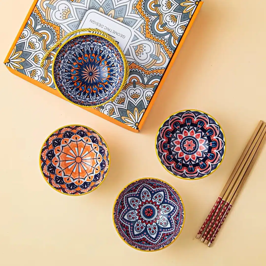 Ensemble de bols en porcelaine bohémien