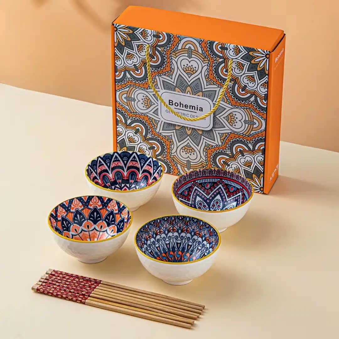 Ensemble de bols en porcelaine bohémien