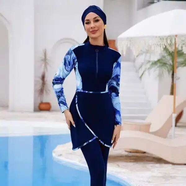 Burkini femme non voilée nuances océanes