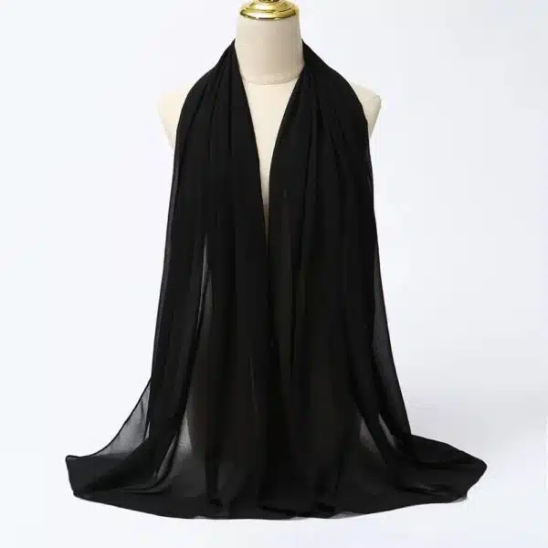Hijab en mousseline musulmane noir