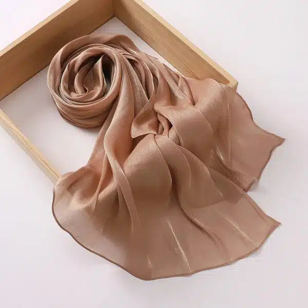 Hijab pour femme en soie tons bruns - Beige foncé