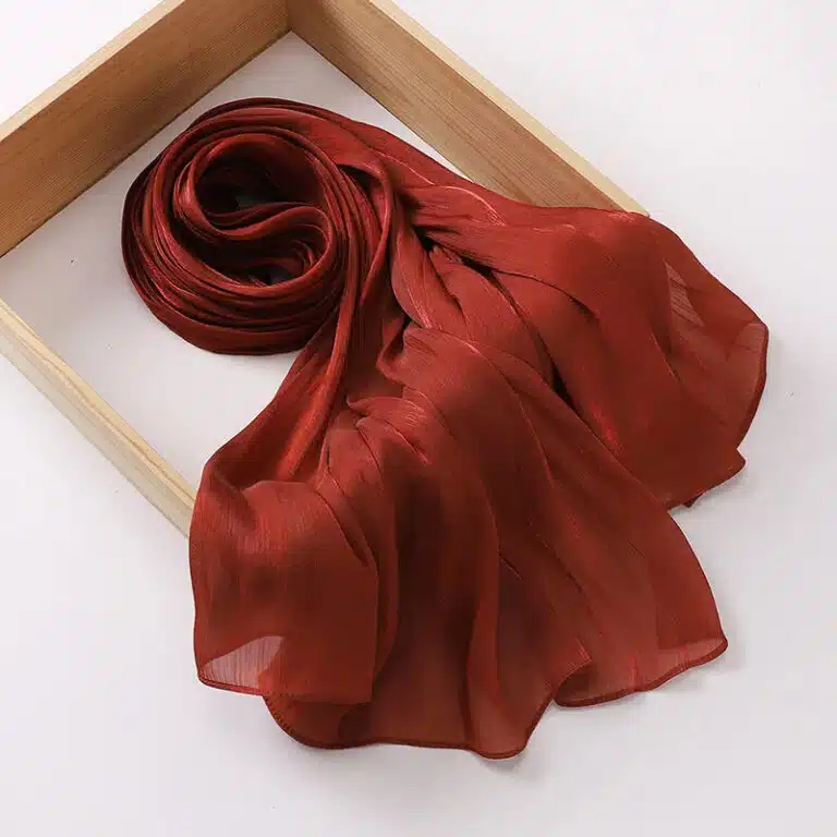 Voile pour musulmane en soie tons chauds - Rouille