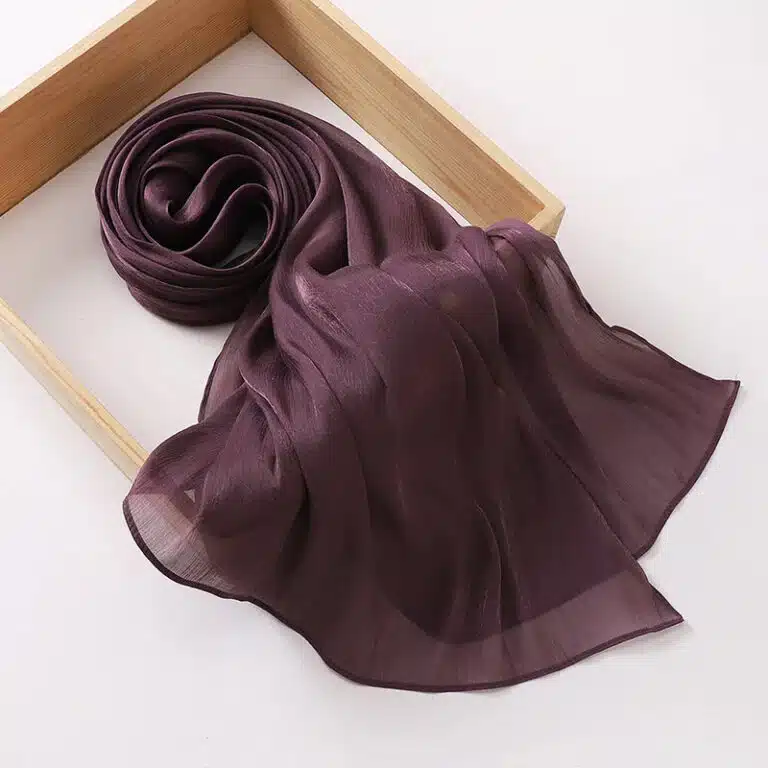 Voile islamique en soie tons prune - Prune