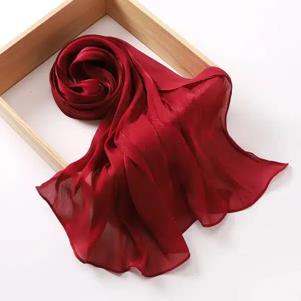 Voile pour musulmane en soie tons chauds - Rouge bordeaux